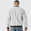 Cord Acid Wash Quilted Bomber Jacket in Light Grey - Image 2